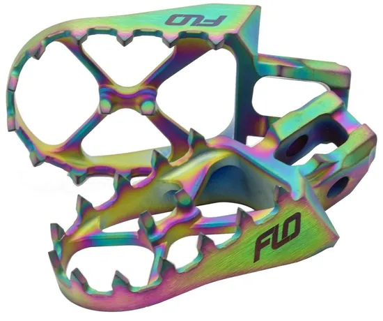 Flo Pro Series Footpegs Driver Foot Pegs Pair Titanium Iridescent