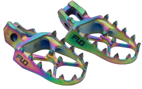 Flo Pro Series Footpegs Driver Foot Pegs Pair Titanium Iridescent