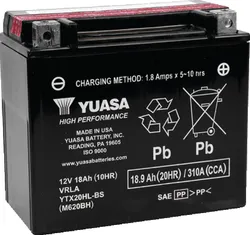 Yuasa Battery YTX High Performance AGM Maintenance-Free Battery YTX20HL-BS