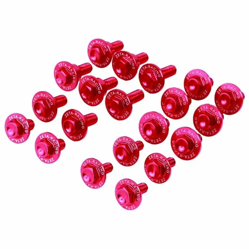 Zeta Body Plastic Bolt Kit Red Anodized Aluminum