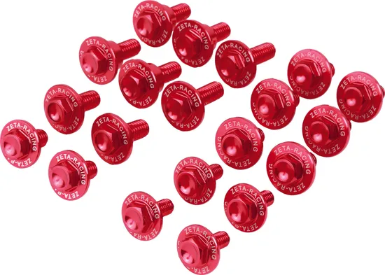 Zeta Body Plastic Bolt Kit Red Anodized Aluminum
