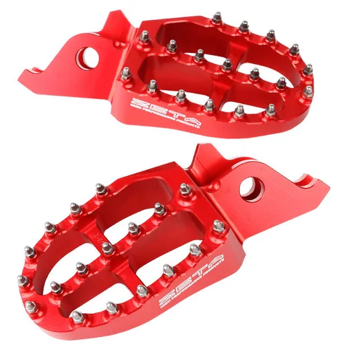 Zeta Forged Aluminum Spiked Cleat Footpeg Pair Red