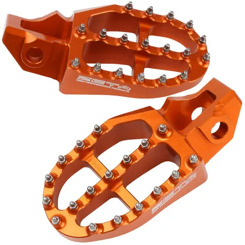 Zeta Forged Aluminum Spiked Cleat Footpeg Pair Orange